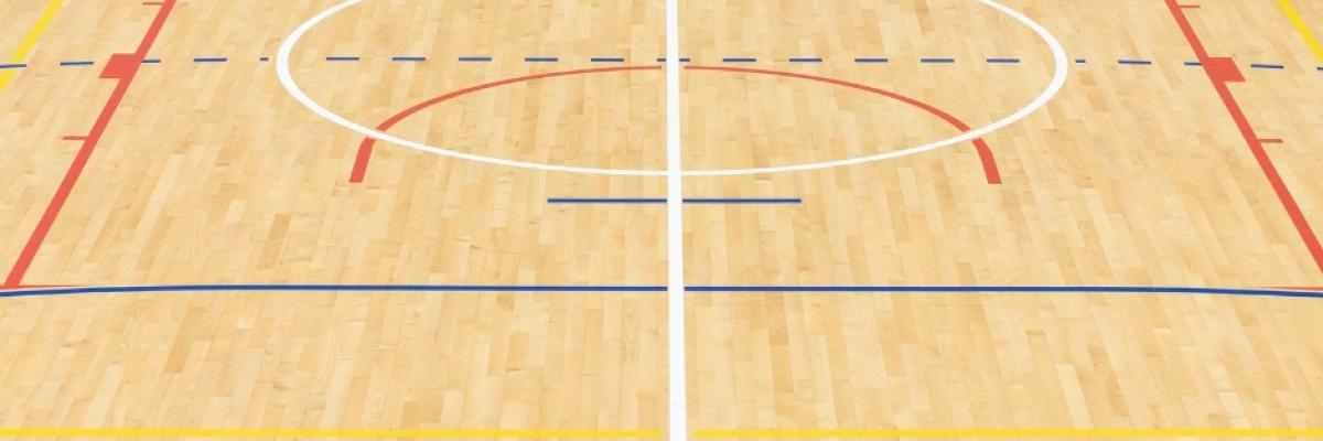 Indoor court floor with lines