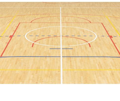 Indoor court floor with lines